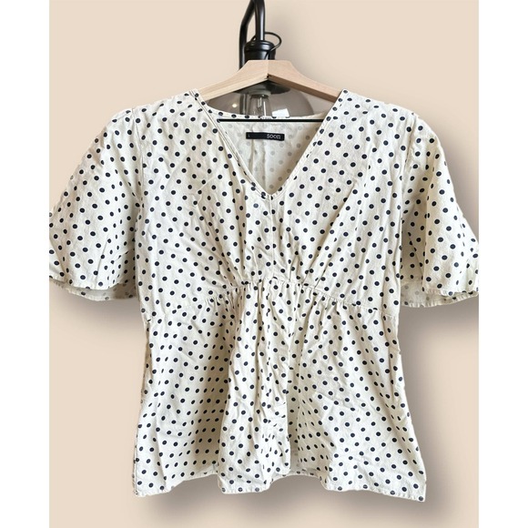 Soon Maternity Hani V-Neck Maternity Blouse - Polka Dot - White Multi/White Dot - Picture 5 of 12